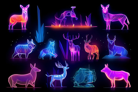 Neon Wildlife Silhouettes Displayの素材