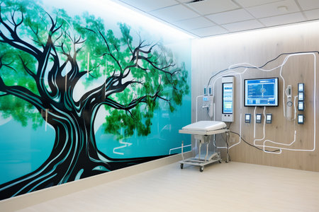Hospital Room with Artistic Muralの素材