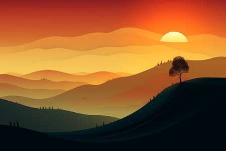 Abstract Sunset Hills Landscapeの素材