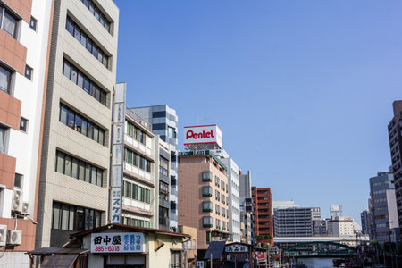 Tokyo, Japan, November 1, 2023: Urban Landscape with Pentel Building in the Backgroundのeditorial素材
