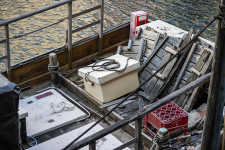 Tokyo, Japan, November 1, 2023: Disorganized construction materials and debris on scaffoldingのeditorial素材