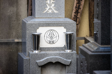 Tokyo, Japan, November 1, 2023: Traditional Japanese grave markers in a cemeteryのeditorial素材