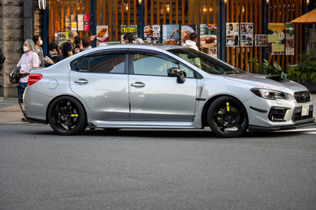Tokyo, Japan, November 2, 2023: Modified Subaru Car Parked on Tokyo Streetのeditorial素材