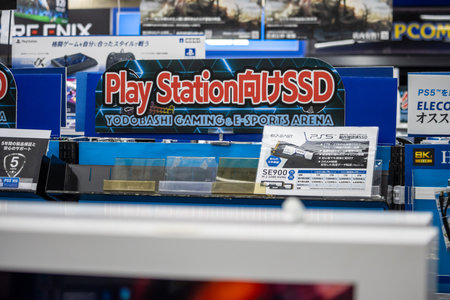 Tokyo, Japan, November 2, 2023: PlayStation 5 and Yodobashi Camera advertisements in Akihabaraのeditorial素材