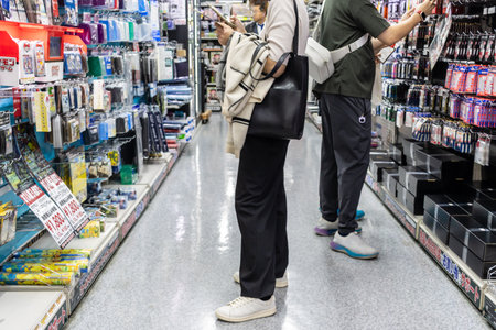 Tokyo, Japan, November 2, 2023: Customers Browsing Products in an Electronics Storeのeditorial素材