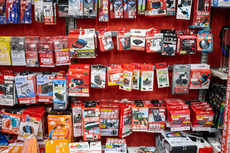 Tokyo, Japan, November 2, 2023: Assortment of Camera Accessories on Retail Displayのeditorial素材