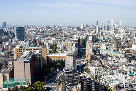 Tokyo, Japan, November 2, 2023: Aerial view of Tokyo cityscape with skyscrapersのeditorial素材