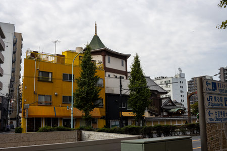 Tokyo, Japan, October 31, 2023: Unique architecture of a building in Tokyoのeditorial素材