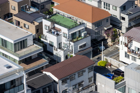 Tokyo, Japan, November 2, 2023: High Angle View of Residential Area with Modern Architectureのeditorial素材