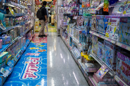 Tokyo, Japan, November 2, 2023: Anime and manga merchandise store interior with colorful displaysのeditorial素材