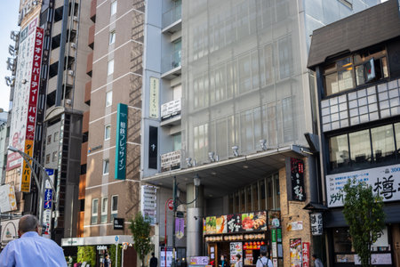 Tokyo, Japan, November 2, 2023: View of Busy Street with Multiple Business Signages Including a...