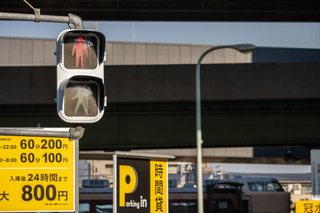 Tokyo, Japan, November 3, 2023: Traffic lights with pedestrian figures in Shibuyaのeditorial素材