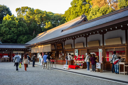 Tokyo, Japan, November 3, 2023: Tourists Visiting a Traditional Japanese Shrineのeditorial素材