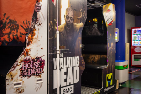Tokyo, Japan, November 3, 2023: Arcade game machine featuring The Walking Deadのeditorial素材