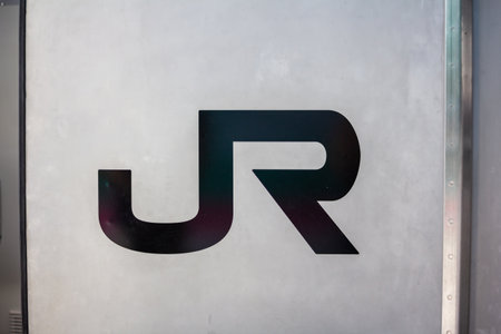 Tokyo, Japan, November 3, 2023: JR East logo displayed on a metallic surface at the Railway Museum