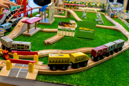 Tokyo, Japan, November 3, 2023: Model trains and tracks on display at the railway museumのeditorial素材