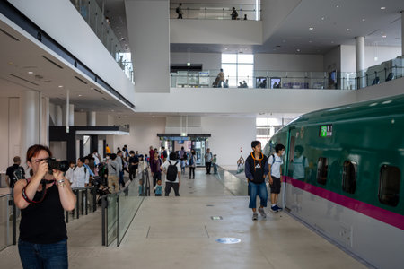 Tokyo, Japan, November 3, 2023: Tourists inside the modern section of the Railway Museumのeditorial素材