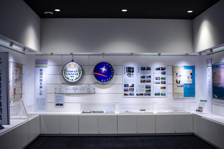 Tokyo, Japan, November 3, 2023: Exhibition space showcasing the history of Japan Railways at the museumのeditorial素材