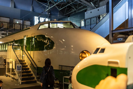 Tokyo, Japan, November 3, 2023: Shinkansen train exhibition at railway museumのeditorial素材