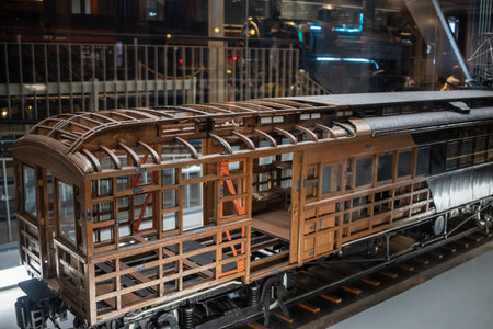 Tokyo, Japan, November 3, 2023: Vintage Train Car on Display at Railway Museumのeditorial素材