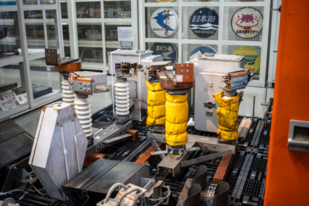 Tokyo, Japan, November 3, 2023: Electrical components of trains displayed at the railway museumのeditorial素材