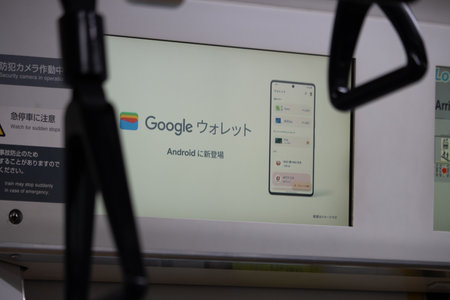 Tokyo, Japan, November 3, 2023: Advertisement for Google Wallet on a train interior