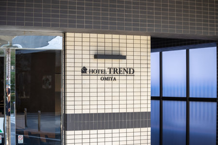 Tokyo, Japan, November 3, 2023: Hotel Trend Omiya Entrance Signのeditorial素材