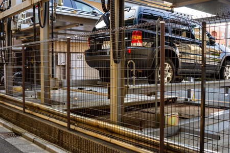 Tokyo, Japan, November 3, 2023: Automated car parking system in urban Tokyoのeditorial素材