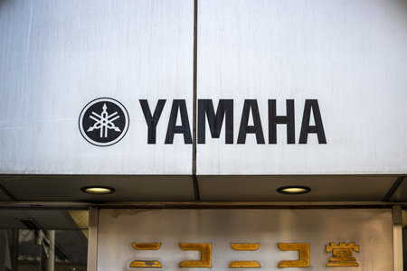 Tokyo, Japan, November 3, 2023: Yamaha logo on a storefrontのeditorial素材