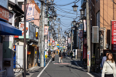 Tokyo, Japan, November 3, 2023: Street view in a busy Tokyo neighborhoodのeditorial素材