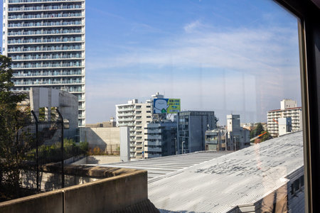 Tokyo, Japan, November 4, 2023: View from a Window Showing the Tokyo Metropolitan Landscape and Clear Skiesのeditorial素材