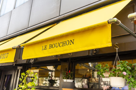 Tokyo, Japan, November 4, 2023: âLe Bouchonâ French Restaurant Awning in Tokyoのeditorial素材