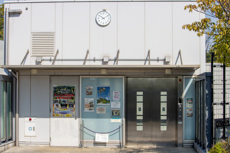 Tokyo, Japan, November 4, 2023: Exterior of a modern Japanese building with a clockのeditorial素材
