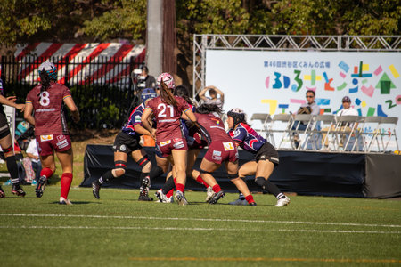 Tokyo, Japan, November 4, 2023: Women's Rugby Match in Actionのeditorial素材