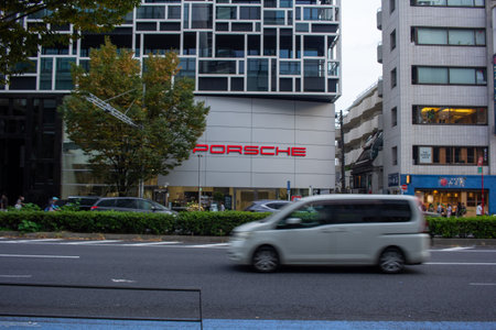 Tokyo, Japan, November 4 2023: Porsche Building and Street Viewのeditorial素材