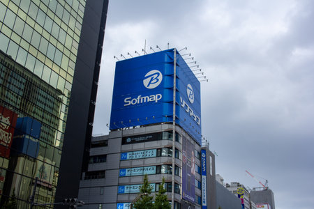 Tokyo, Japan, November 5 2023: Electronics Retail Shop Exterior with Brand Logosのeditorial素材