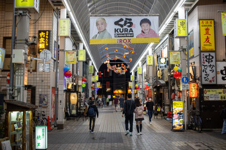 Tokyo, Japan, November 5 2023: Bustling Street Scene in Covered Shopping Arcadeのeditorial素材