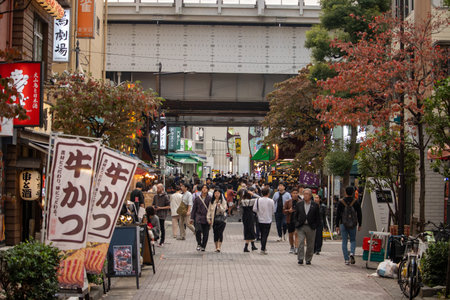 Tokyo, Japan, November 5, 2023: Bustling Street Scene in Asakusa District