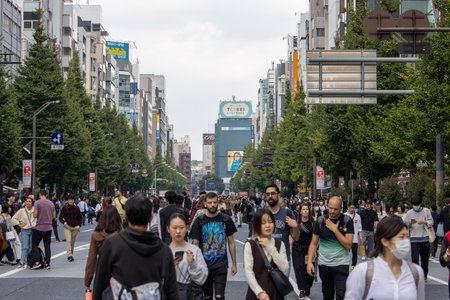 Tokyo, Japan, November 5 2023: Bustling Street Scene with Pedestriansのeditorial素材