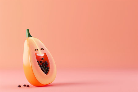 Anthropomorphic Papaya with a Happy Faceの素材