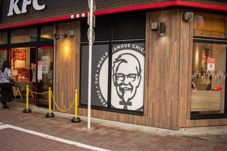 Tokyo, Japan, November 4 2023: KFC Restaurant Exterior at Night