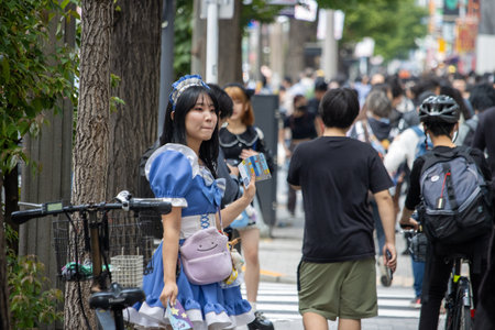 Tokyo, Japan, November 5 2023: Cosplay enthusiast in Akihabaraのeditorial素材