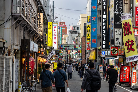 Tokyo, Japan, November 5, 2023: Bustling street scene in Tokyo's vibrant city districtのeditorial素材