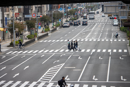 Tokyo, Japan, November 5, 2023: Urban Street View with Pedestrians and Cyclistsのeditorial素材