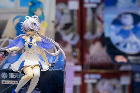 Tokyo, Japan, November 6 2023: Collectible Anime Figurine at a Showcaseのeditorial素材