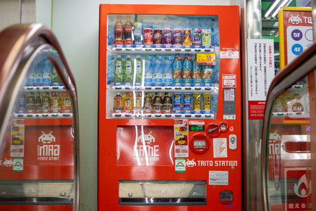 Tokyo, Japan, November 6 2023: Vending Machines at Taito Stationのeditorial素材