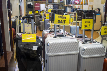 Tokyo, Japan, November 6 2023: Luggage for Sale at a Retail Storeのeditorial素材