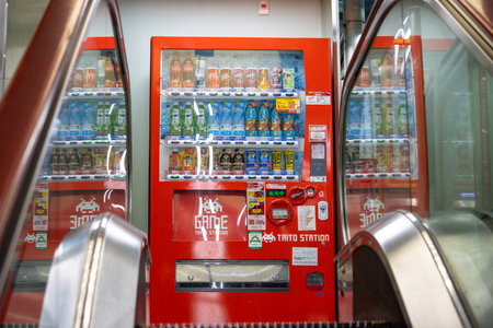Tokyo, Japan, November 6, 2024: Vending Machines at Taito Stationのeditorial素材