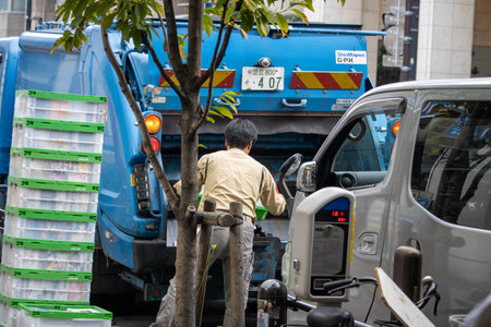 Tokyo, Japan, November 6, 2024: Garbage Collection in Actionのeditorial素材