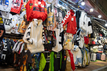 Tokyo, Japan, November 7, 2024: Diverse Branded Apparel Display in Tokyo Shopのeditorial素材